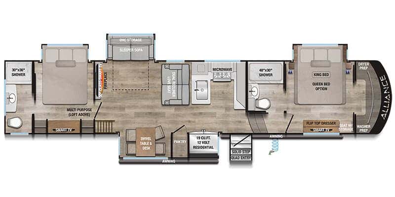 Alliance RV Paradigm 395DS floor plan